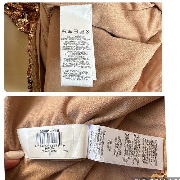 NWT Dress the Population Shauna Sequin V Neck Mini Dress Champagne Pink Gold XS - Picture 16 of 16